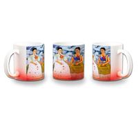 MERCHANDMANIA Taza con degradado Rojo cuadro arte feminista Frida Kahlo, Las Dos Fridas color mug