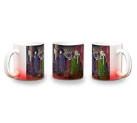 MERCHANDMANIA Taza con degradado Rojo cuadro arte Jan van Eyck, El retrato de Arnolfini color mug