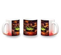 MERCHANDMANIA Taza con degradado Rojo dibujo bruja maga caldero mistico magia astral color mug