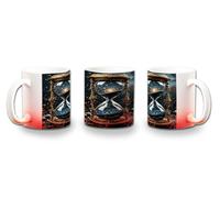 MERCHANDMANIA Taza con degradado Rojo reloj astrologia galaxia cosmos universo tiempo color mug