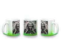 MERCHANDMANIA Taza con degradado Verde carta tarot graciosa meme im fine todo esta bien color mug