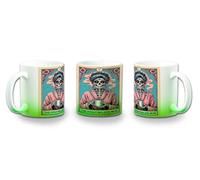 MERCHANDMANIA Taza con degradado Verde carta tarot graciosa meme madre café lunes mañana color mug