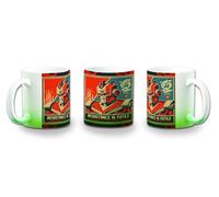 MERCHANDMANIA Taza con degradado Verde cartel retro robot terror pelicula tecnologia futuro color mug