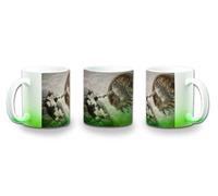 MERCHANDMANIA Taza con degradado Verde cuadro arte el creador gatos meme parodia risa color mug