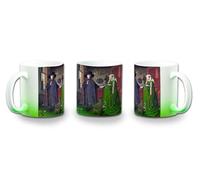 MERCHANDMANIA Taza con degradado Verde cuadro arte Jan van Eyck, El retrato de Arnolfini color mug