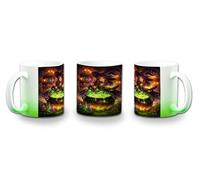 MERCHANDMANIA Taza con degradado Verde dibujo bruja maga caldero mistico magia astral color mug
