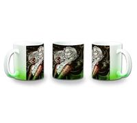MERCHANDMANIA Taza con degradado Verde dracula arte videojuego medieval retro gamer color mug