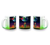 MERCHANDMANIA Taza con degradado Verde el principito luna tierra estrellas universo fantasia zorro color mug