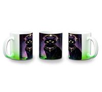 MERCHANDMANIA Taza con degradado Verde gato negro dios divino astrologia brujas magia color mug
