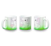 MERCHANDMANIA Taza con degradado Verde therian furry animal gato gatito cute kawaii girl color mug