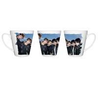MERCHANDMANIA Taza cónica chicos cantantes famosos mention me deja vu conica personalizada