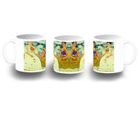 MERCHANDMANIA Taza fotoluminiscente cuadro arte feminista Frida Kahlo, Las Dos Fridas brilla oscuridad