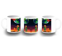 MERCHANDMANIA Taza fotoluminiscente el principito luna tierra estrellas universo fantasia zorro brilla oscuridad