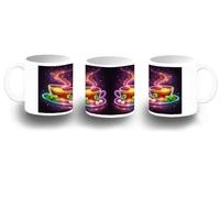 MERCHANDMANIA Taza fotoluminiscente te astral galaxia astrologia magico magia colores arcoiris brilla oscuridad