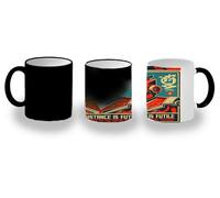 MERCHANDMANIA Taza Mágica cartel retro robot terror pelicula tecnologia futuro magic mug