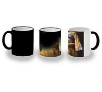 MERCHANDMANIA Taza Mágica cuadro arte ja joven de la perla gata gato linda cute magic mug