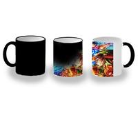 MERCHANDMANIA Taza Mágica fuego agua combate peli samurais ninjas anime magic mug