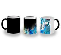 MERCHANDMANIA Taza Mágica guerreros anime lucha dioses serie peleas videojuego magic mug