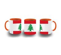 MERCHANDMANIA Taza Naranja bandera libano pais oriente medio gobierno libanes color mug