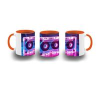 MERCHANDMANIA Taza Naranja cinta casette retro vintage futurista friki gamer color mug