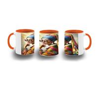 MERCHANDMANIA Taza Naranja cuadro arte ja joven de la perla moderna gafas woke color mug