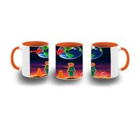 MERCHANDMANIA Taza Naranja el principito luna tierra estrellas universo fantasia zorro color mug