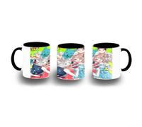 MERCHANDMANIA Taza Negra anime Kimi to Koete Koi ni Naru bestias animales kemonomimi color mug