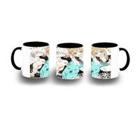 MERCHANDMANIA Taza Negra anime Kimi to Koete Koi ni Naru furry gata perro lobo color mug