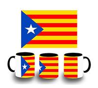 MERCHANDMANIA TAZA NEGRA BANDERA CATALUÑA INDEPENDENCIA color mug