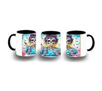 MERCHANDMANIA Taza Negra carta tarot graciosa meme enfermera medico salud color mug