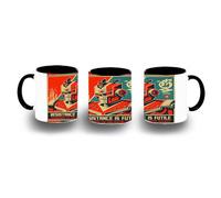 MERCHANDMANIA Taza Negra cartel retro robot terror pelicula tecnologia futuro color mug