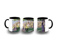 MERCHANDMANIA Taza Negra cuadro arte Tarde de domingo en la isla de la Grande Jatte color mug