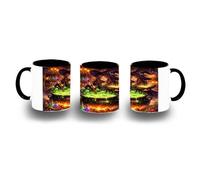 MERCHANDMANIA Taza Negra dibujo bruja maga caldero mistico magia astral color mug
