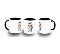 MERCHANDMANIA TAZA NEGRA doraemon anime amigos personajes chibi color mug.