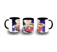 MERCHANDMANIA Taza Negra el principito rosa amor estrellas espacio historia color mug