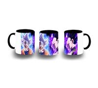 MERCHANDMANIA Taza Negra luchadores serie peleas dioses angeles bolas dibujos color mug