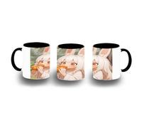 MERCHANDMANIA Taza Negra therian furry animal chica conejo cute kawaii color mug
