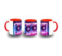 MERCHANDMANIA Taza Roja cinta casette retro vintage futurista friki gamer color mug