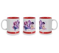 MERCHANDMANIA Taza Roja con franja decorativa chicas cantantes lindas cute kawaii chibi pelicula anime color mug