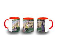 MERCHANDMANIA Taza Roja cuadro arte Tarde de domingo en la isla de la Grande Jatte color mug