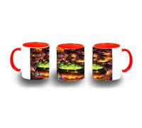MERCHANDMANIA Taza Roja dibujo bruja maga caldero mistico magia astral color mug