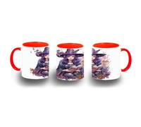 MERCHANDMANIA Taza Roja fanart bruja libro hechizos dibujo flores bosque color mug