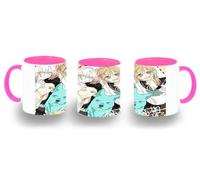 MERCHANDMANIA Taza Rosa anime Kimi to Koete Koi ni Naru furry gata perro lobo color mug