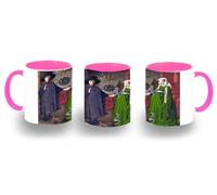 MERCHANDMANIA Taza Rosa cuadro arte Jan van Eyck, El retrato de Arnolfini color mug