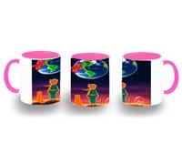 MERCHANDMANIA Taza Rosa el principito luna tierra estrellas universo fantasia zorro color mug
