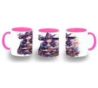 MERCHANDMANIA Taza Rosa fanart bruja libro hechizos dibujo flores bosque color mug
