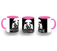 MERCHANDMANIA Taza Rosa frase graciosa anime dark sucubo provocador color mug