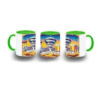 MERCHANDMANIA Taza Verde carta tarot graciosa meme papa padre guay niños color mug