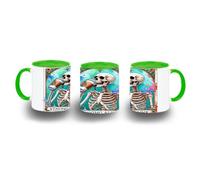 MERCHANDMANIA Taza Verde carta tarot graciosa meme vivo café dormido despierto color mug