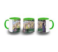 MERCHANDMANIA Taza Verde cuadro arte Tarde de domingo en la isla de la Grande Jatte color mug